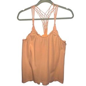Earth Yoga Women's Light Orange Braided Racerback Active Top Size Large